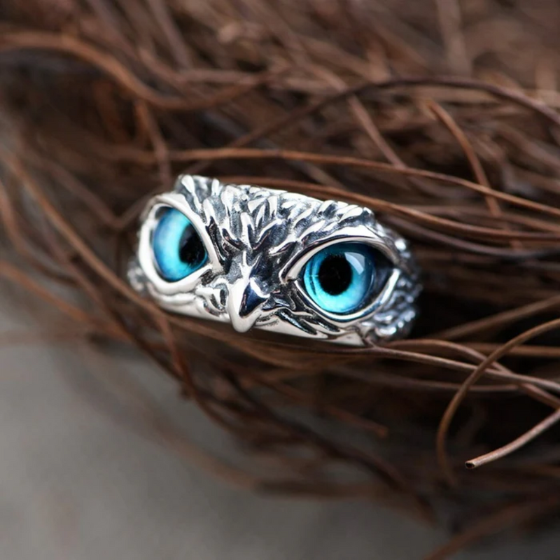 Anillo Regulable Retro Owl Búho de la Suerte