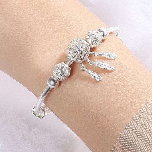 Brazalete DreamCatcher de Atrapa Sueño Plateado