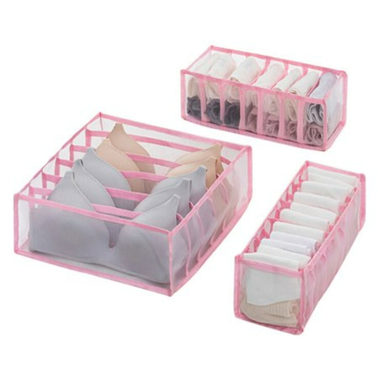 PerfectOrganizer™ Rosado - Set de 3 Organizadores de Ropa Interior Brasiers Medias & Más