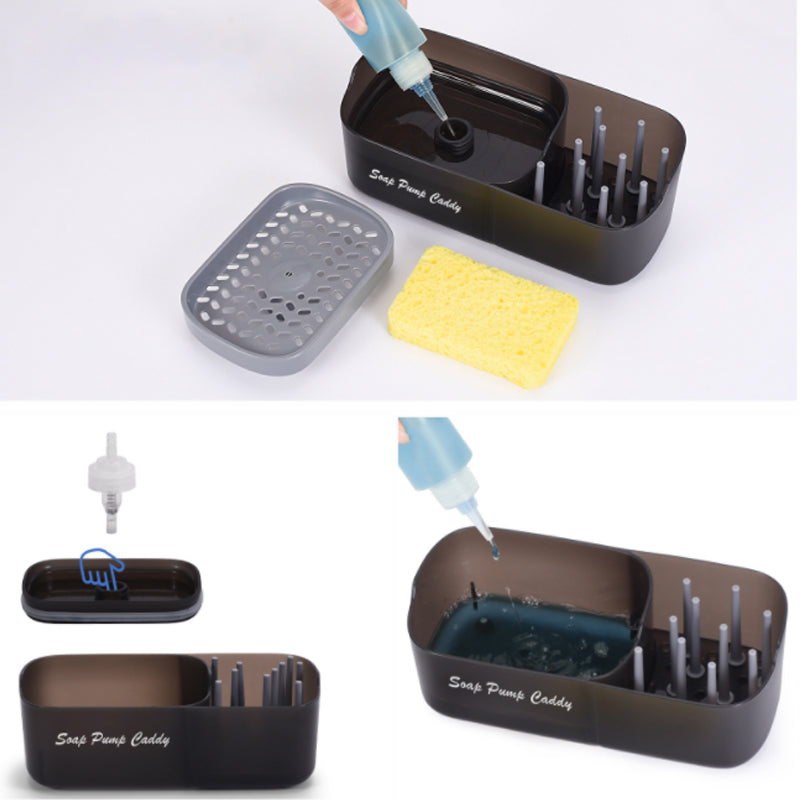 Soap and sink Caddy - Dispensador de Jabón Líquido con Escurridor y Esponja