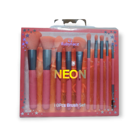 Set de 10 Brochas de Maquillaje con Estuche Naranja