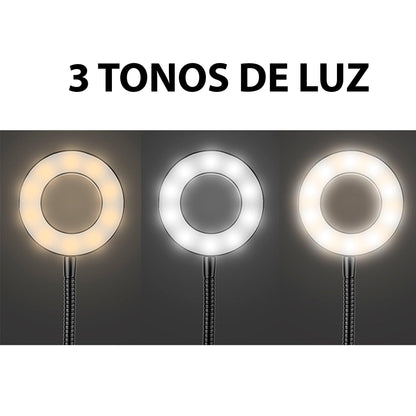 Aro Luz Led con Base Soporte Celular y Micrófono - Aurela