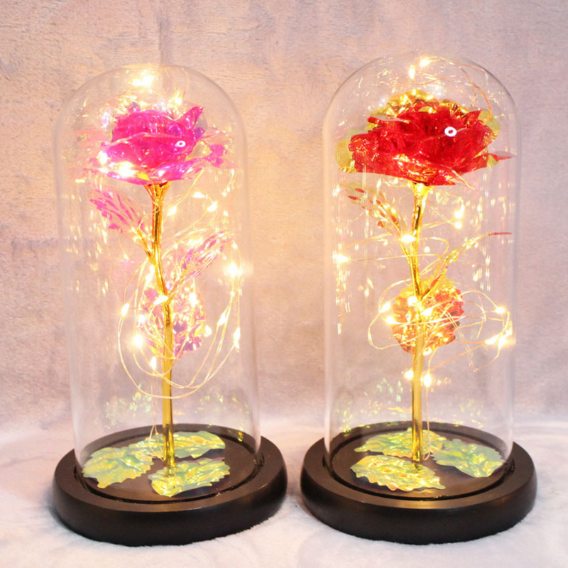 SparklingRose - Cúpula de Rosa Eterna con Luces LED
