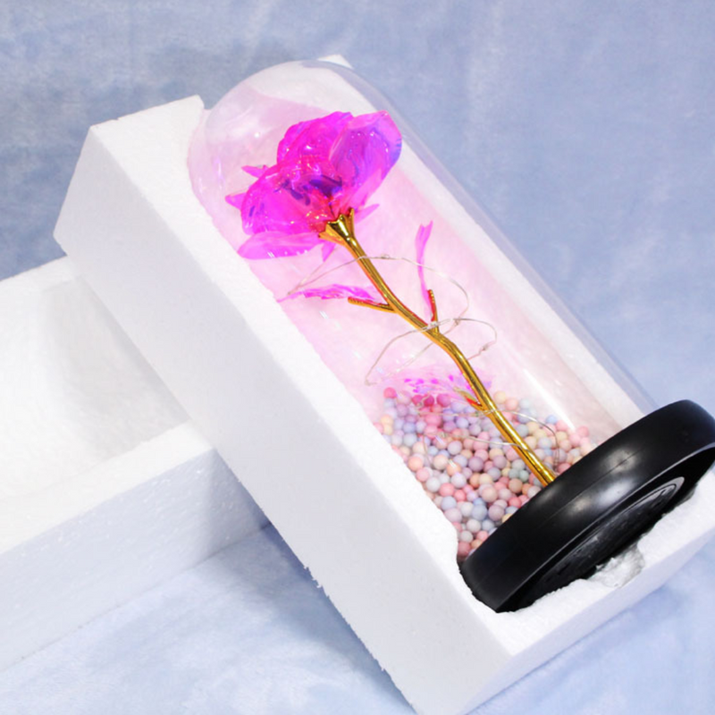 SparklingRose - Cúpula de Rosa Eterna con Luces LED