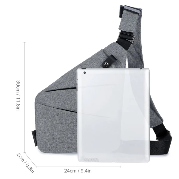 Mochila Personal Cruzada Antirrobo - Color Gris Claro, imagen 4
