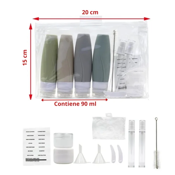 BottleTraveler - Set de Botellas de Silicona para Cremas para Viaje, imagen 3