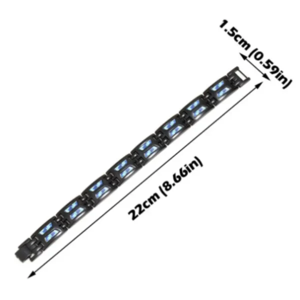 Pulsera Magnética Ajustable de Titanio Azul de Carbono, imagen 2