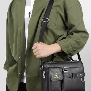 Bolso de Hombro Weixier™ de Cuero para Hombre de Estilo Ejecutivo y Portátil
