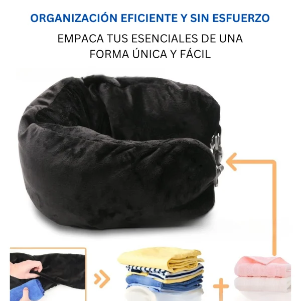 FlexiNap™-Almohada de viaje ergonómica de felpa azul, rellenable con ropa para mayor comodidad y practicidad., imagen 5