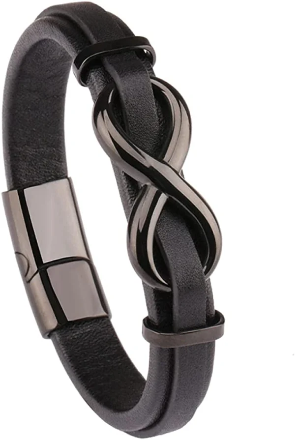 Pulsera Negra de Cuero de Infinito, imagen 3