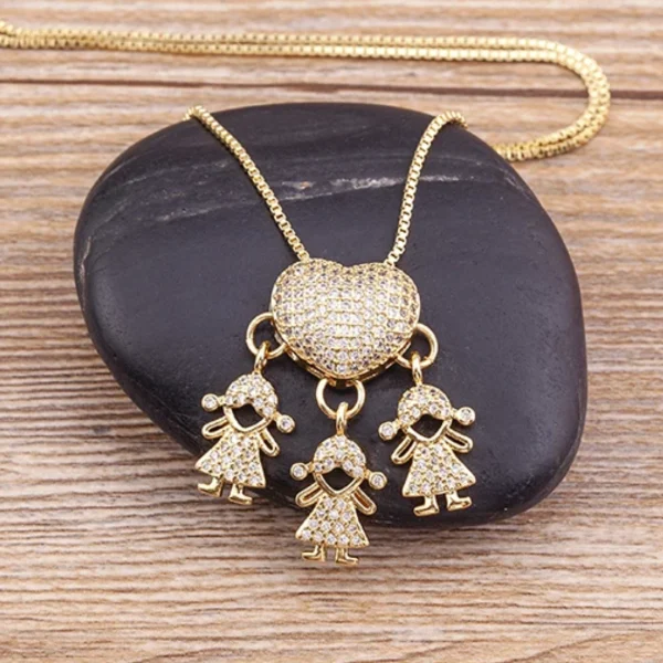 KidsHeart™ - Collar Elegante de Corazón con Dijes Hijos, imagen 5