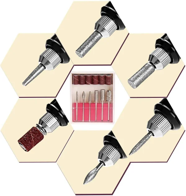 Kit de Manicura eléctrica para Uñas acrílicas con Cabezales, imagen 4
