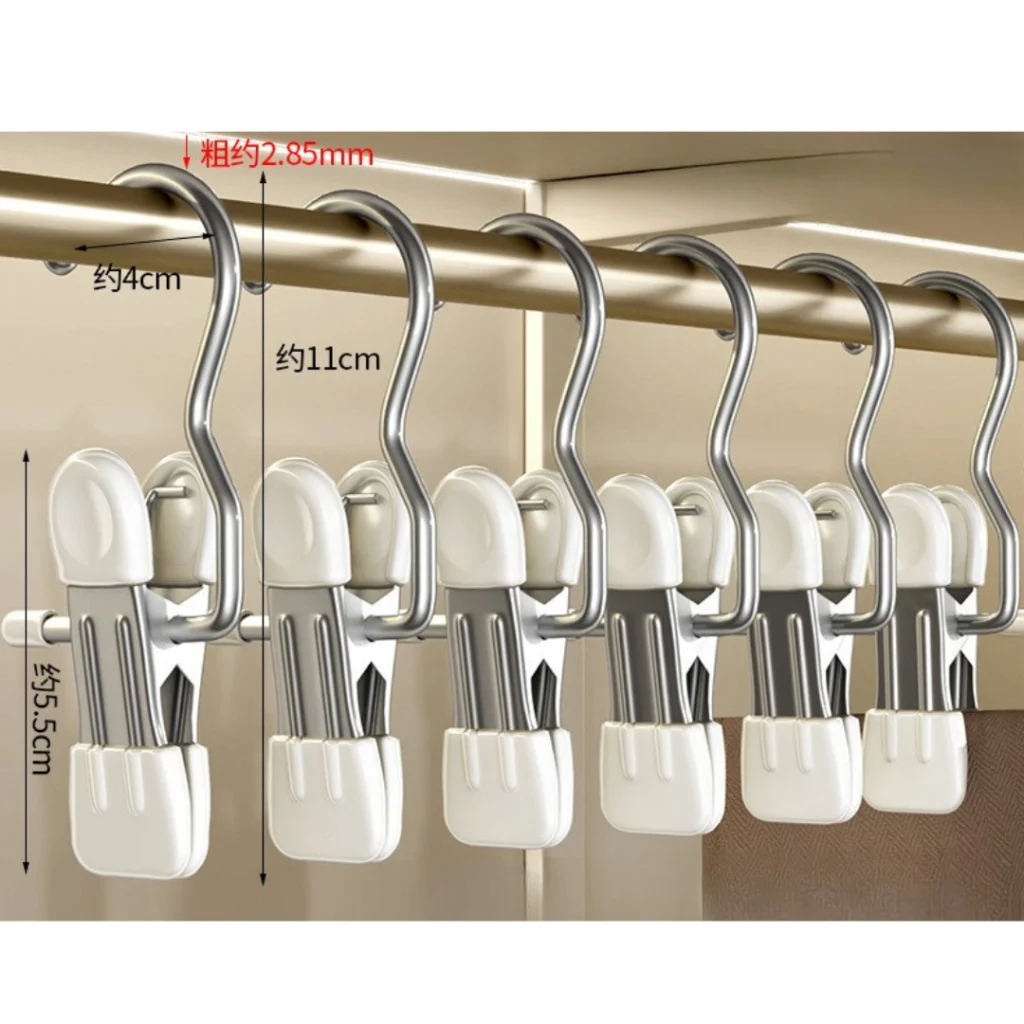 DISEÑO RESISTENTE, AGARRE PERFECTO. ¡DI ADIÓS A LSO DESORDENADOS ARMARIOS! – ClipHangerPro™- Set de 5 Ganchos Colgadores Multiusos en color Blanco