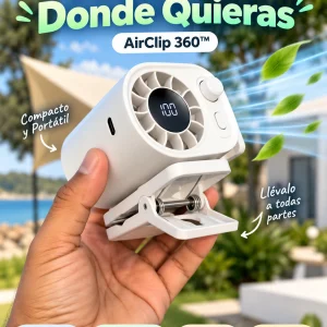 AirClip 360™ – Mini Ventilador Recargable con Clip y Pantalla LED