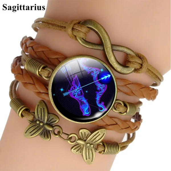 Pulsera de Cuero Tejido con Signo Zodiacal Brillante, imagen 9
