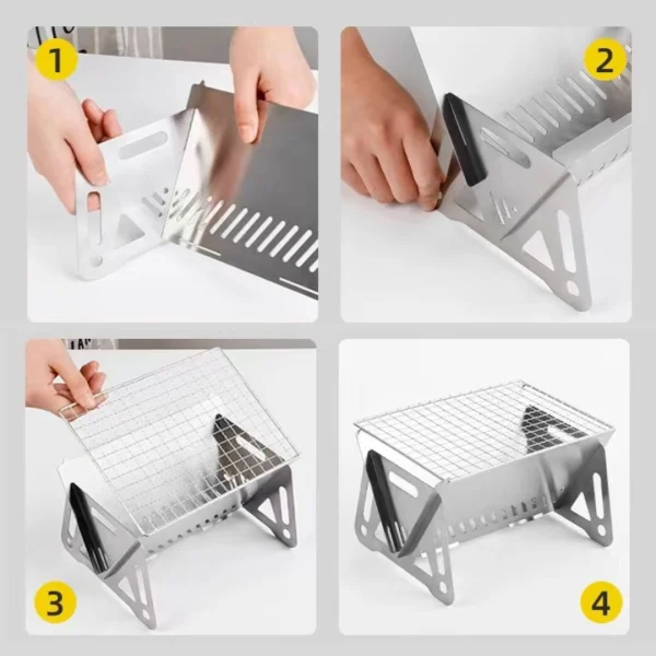 PortaGrill – Mini Parrilla de Acero Inoxidable: Compacta y Fácil de Limpiar, Ideal para Barbacoa al Aire Libre, imagen 2