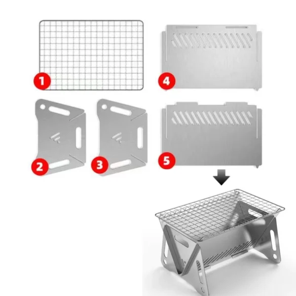 PortaGrill – Mini Parrilla de Acero Inoxidable: Compacta y Fácil de Limpiar, Ideal para Barbacoa al Aire Libre, imagen 4