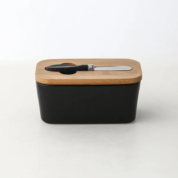 ButterSeal™ - Caja de Mantequilla de Cerámica Rectangular con Cuchillo Sellado para Conservar Queso y Mantequilla, imagen 5