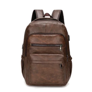 Vintage Backpack - Mochila Vintage de Cuero PU resistente y elegante en color Marrón