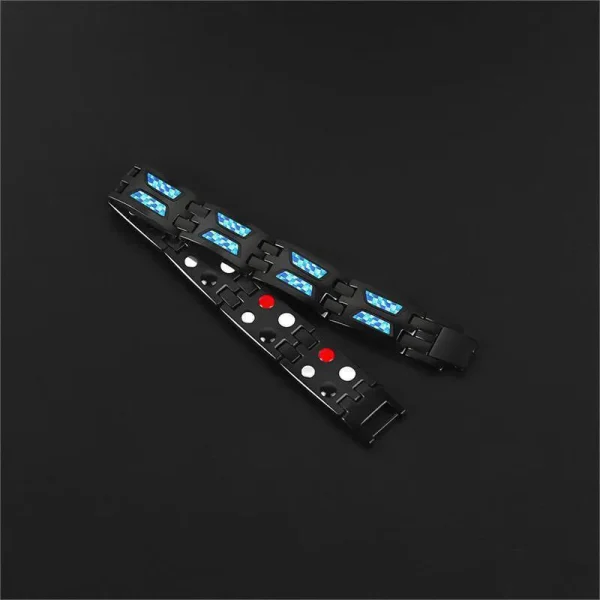 Pulsera Magnética Ajustable de Titanio Azul de Carbono, imagen 5