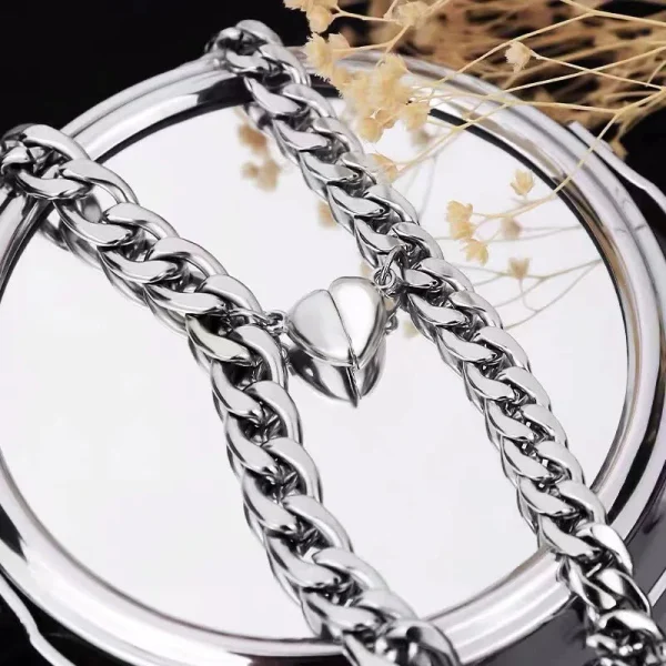 Set de pulseras magnéticas de corazón para parejas, imagen 3