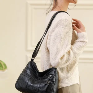 Bolso de Cuero Rivet™ con Múltiples Bolsillos para Mujer