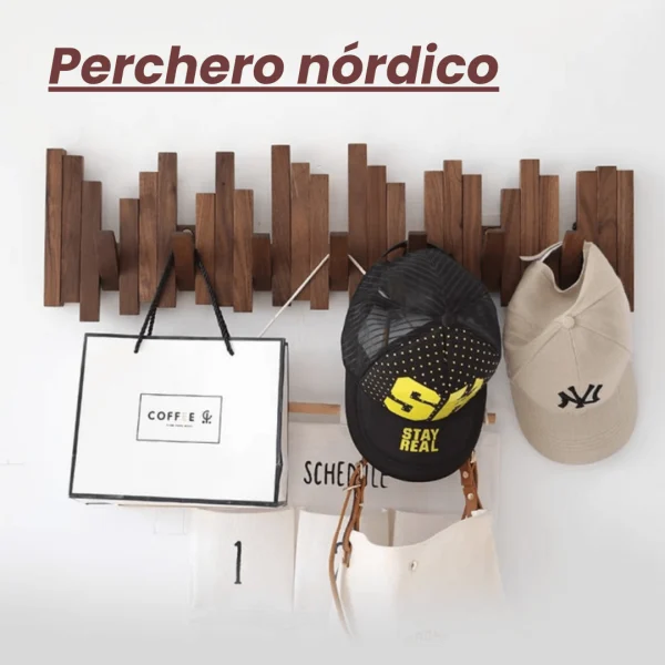 NordicHook™ - Perchero Nórdico de Madera de Ganchos Plegables con Máxima Comodidad