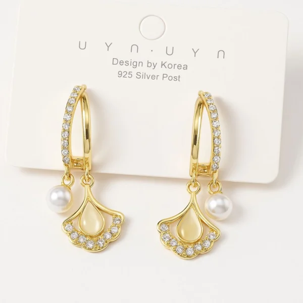 Twinkle Touch™ – Pendientes de Germanio Elegantes con Perlas y Brillantes para Mujer Sofisticada