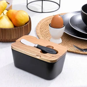 ButterSeal™ - Caja de Mantequilla de Cerámica Rectangular con Cuchillo Sellado para Conservar Queso y Mantequilla