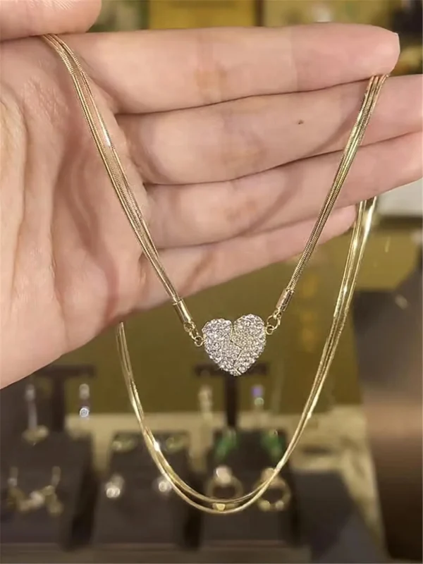 DiamondHeart™ - Collar Dorado Mágnetico de Corazón Elegante, imagen 3