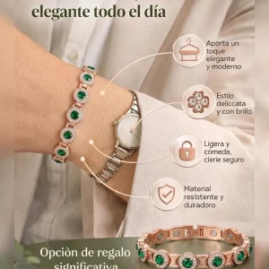 Pulsera Magnética de Cobre Con Cristales Verdes