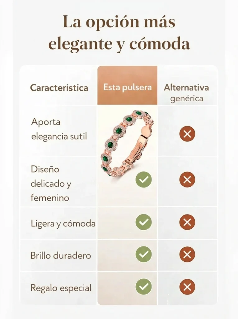 Pulsera Magnética de Cobre Con Cristales Verdes