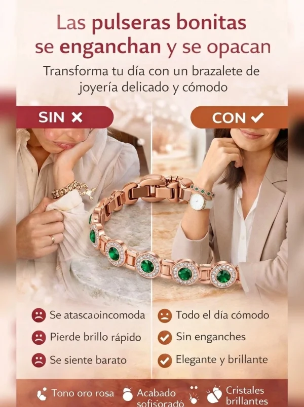 Pulsera Magnética de Cobre Con Cristales Verdes, imagen 5