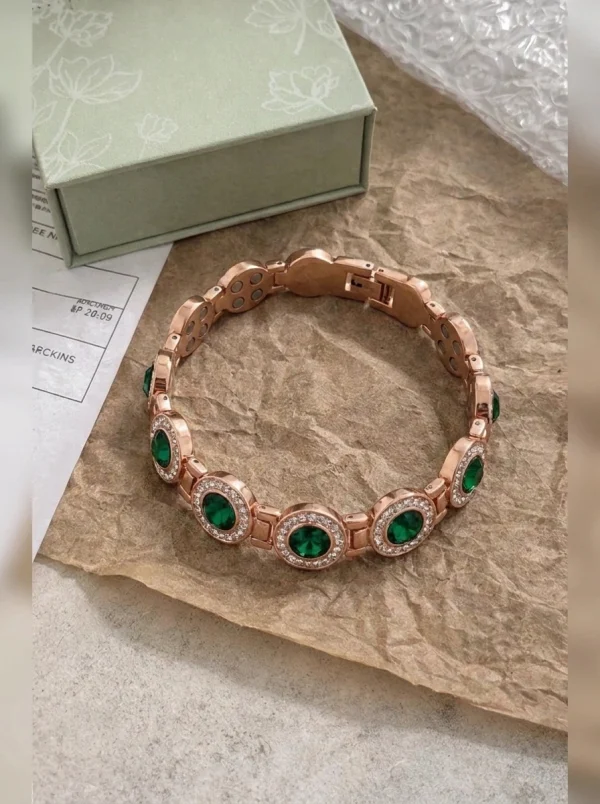 Pulsera Magnética de Cobre Con Cristales Verdes, imagen 3