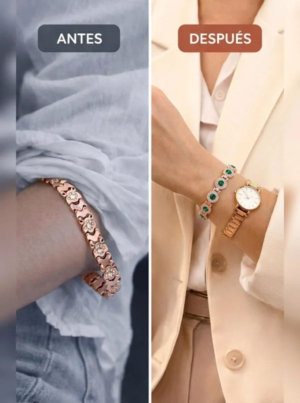 Pulsera Magnética de Cobre Con Cristales Verdes, imagen 4