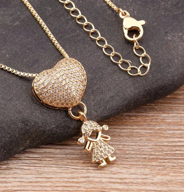 KidsHeart™ - Collar Elegante de Corazón con Dijes Hijos, imagen 7