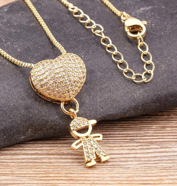 KidsHeart™ - Collar Elegante de Corazón con Dijes Hijos, imagen 4