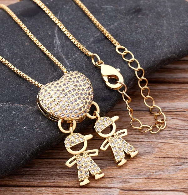 KidsHeart™ - Collar Elegante de Corazón con Dijes Hijos, imagen 6